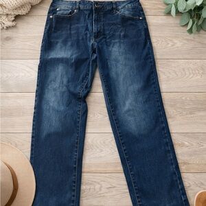 Tahari Dark Wash Straight Leg Jeans Size 16 Stretch Denim Classic Fit